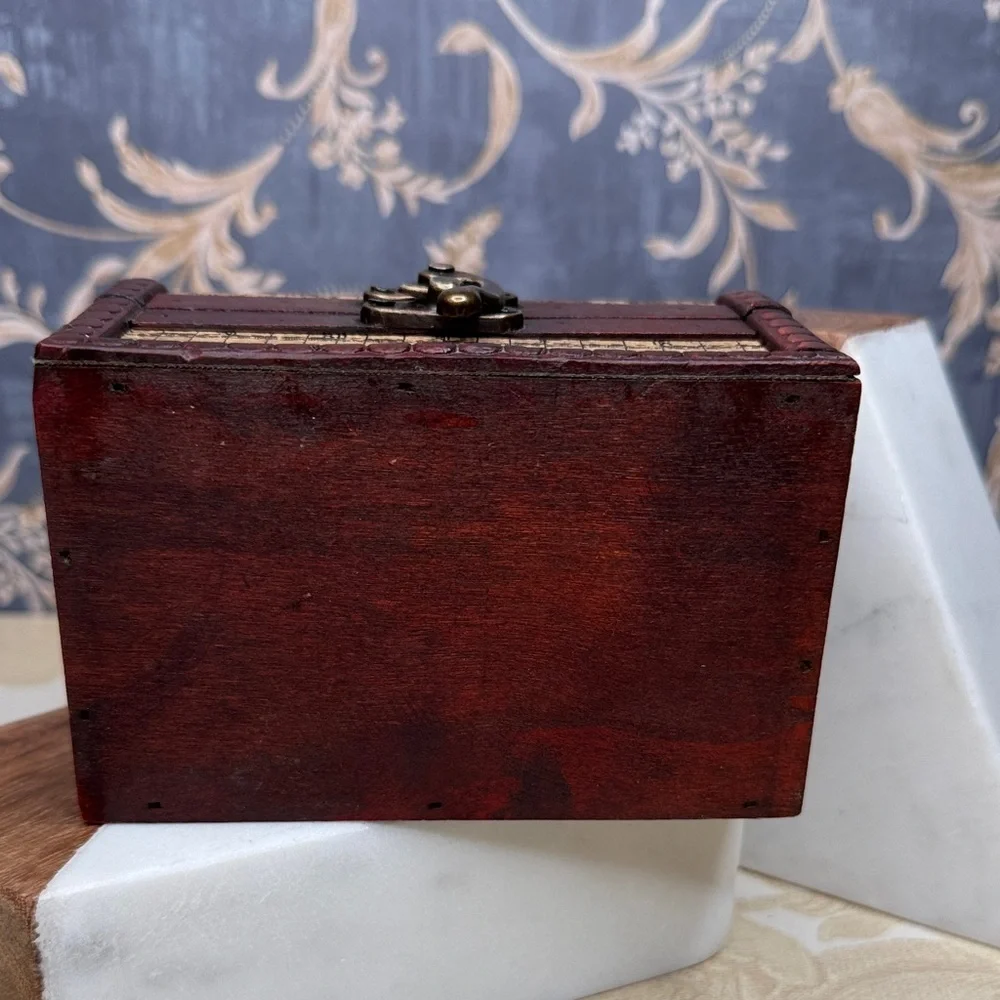 Vintage Map Design Wooden and Brass Storage Box